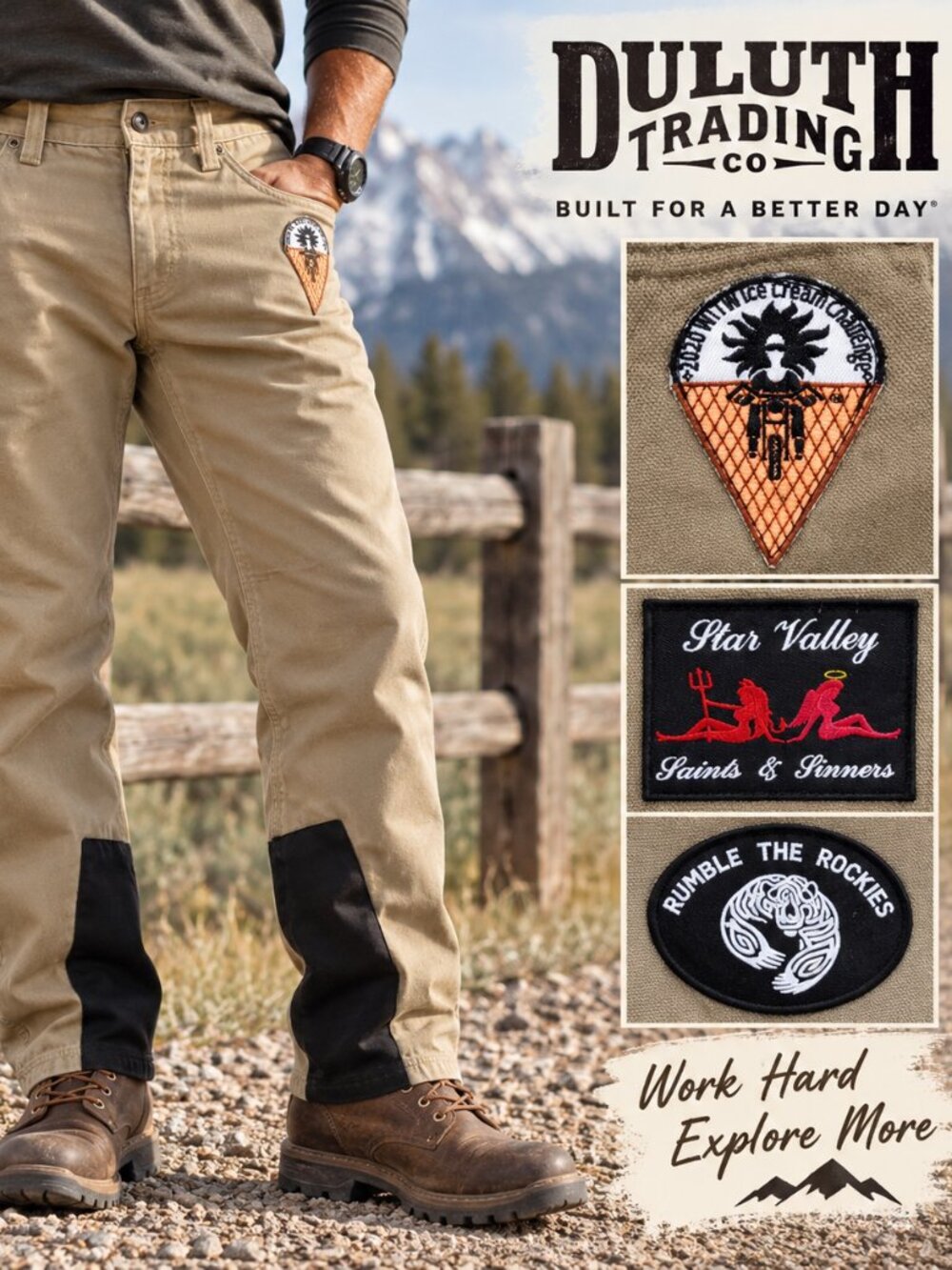 Duluth Trading Co Men’s 32x32 Tan Canvas 100% Cotton Patched Workwear Pants